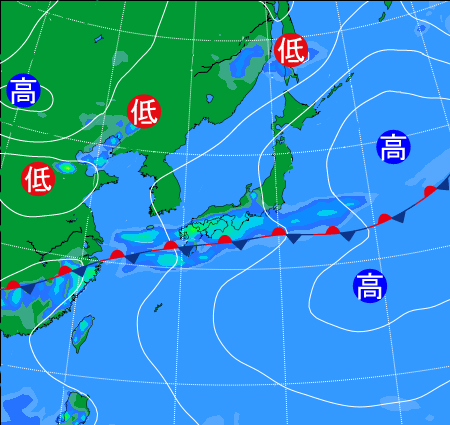 2025年6月9日21時の天気図