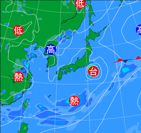 2025年8月1日21時の天気図