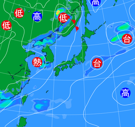 2025年8月3日21時の天気図