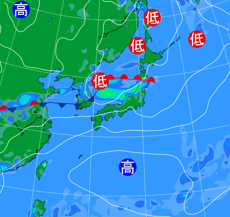 2025年8月6日21時の天気図