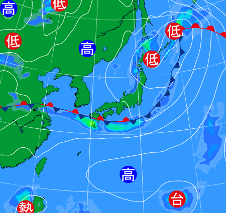 2025年8月8日9時の天気図