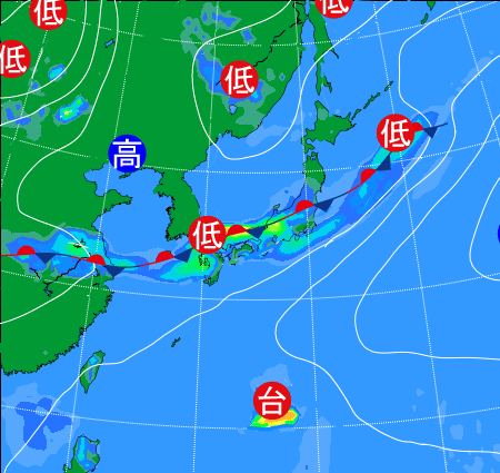 2025年8月10日21時の天気図