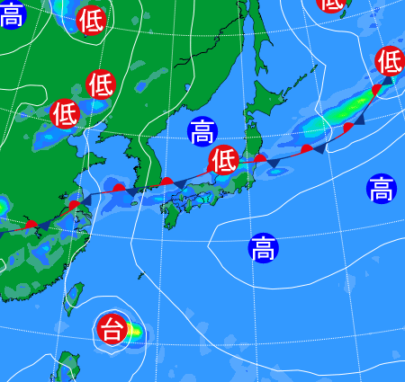 2025年8月12日21時の天気図