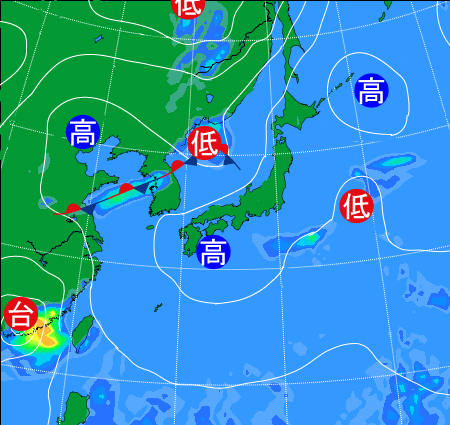 2025年8月14日9時の天気図