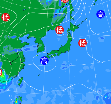 2025年8月14日21時の天気図