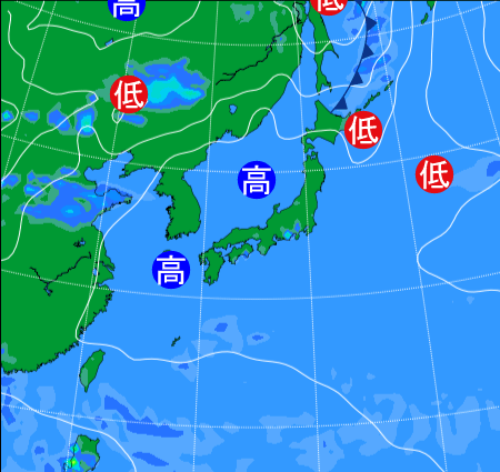 2025年8月15日21時の天気図