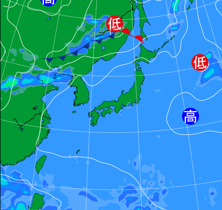 2025年8月16日9時の天気図