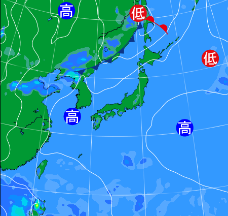 2025年8月16日21時の天気図