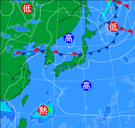 2025年8月18日9時の天気図
