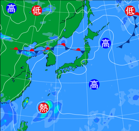2025年8月18日21時の天気図