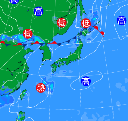 2025年8月19日21時の天気図