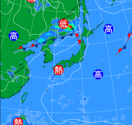 2025年8月22日21時の天気図