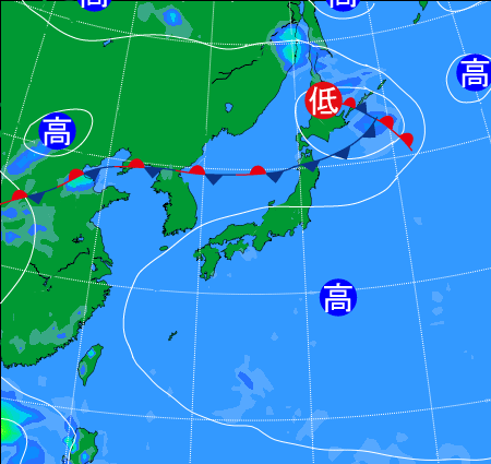 2025年8月23日21時の天気図