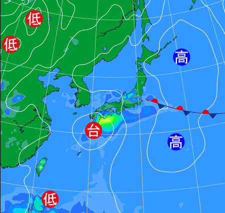 2025年9月4日21時の天気図
