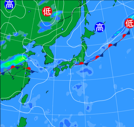 2025年9月12日9時の天気図