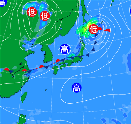 2025年9月14日9時の天気図