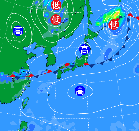 2025年9月14日21時の天気図