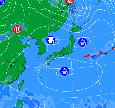 2025年9月15日21時の天気図