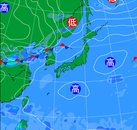2025年9月16日21時の天気図