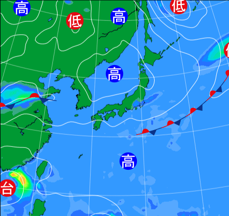 2025年9月19日9時の天気図