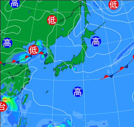 2025年9月19日21時の天気図