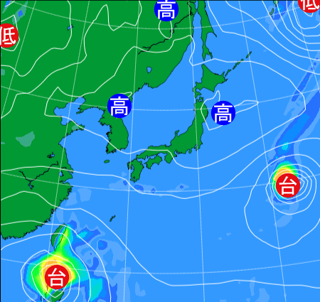 2025年9月22日21時の天気図
