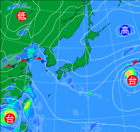 2025年9月23日21時の天気図