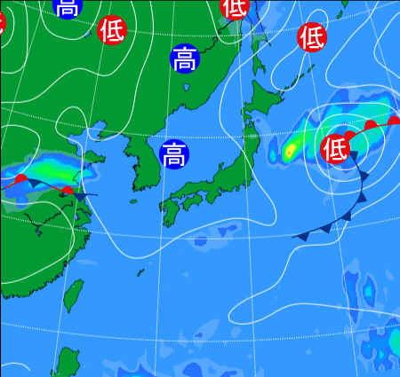 2025年10月2日9時の天気図