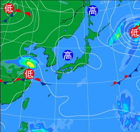 2025年10月2日21時の天気図