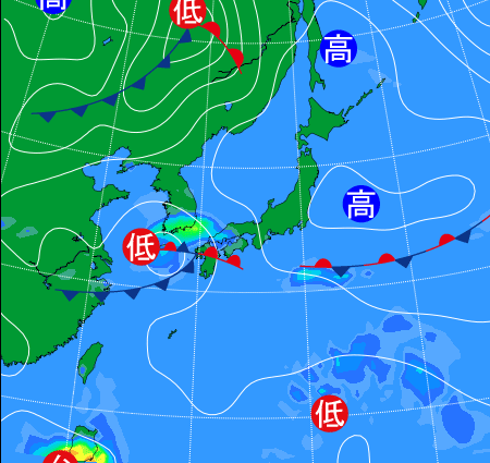 2025年10月3日21時の天気図