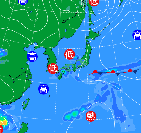 2025年10月4日21時の天気図