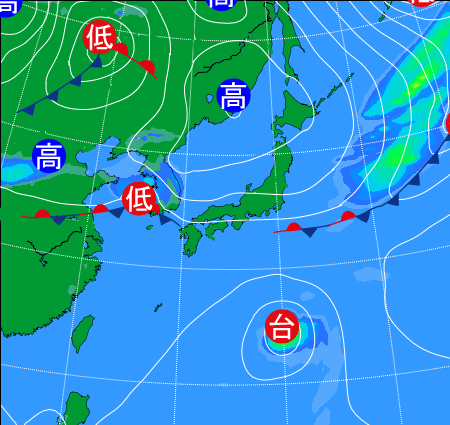 2025年10月6日21時の天気図