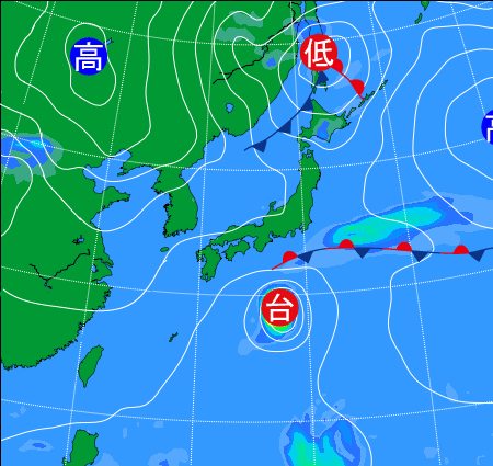 2025年10月8日9時の天気図