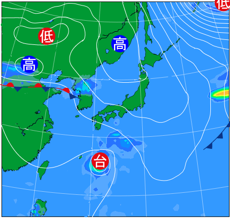 2025年10月10日21時の天気図