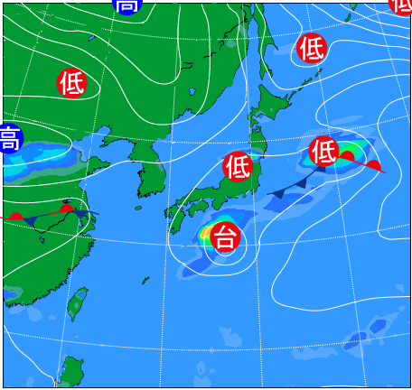 2025年10月12日21時の天気図