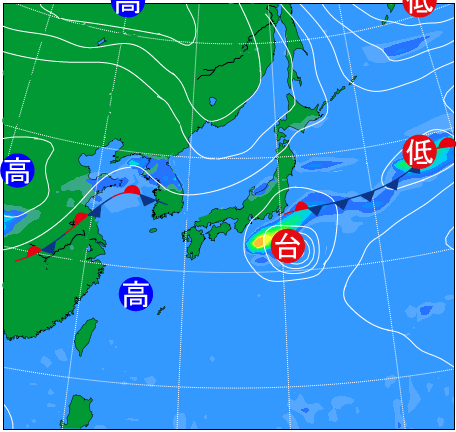 2025年10月13日9時の天気図