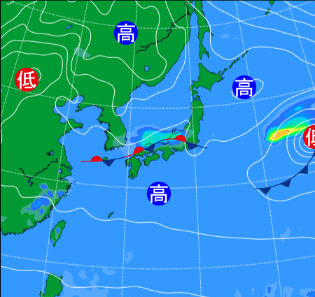 2025年10月14日21時の天気図