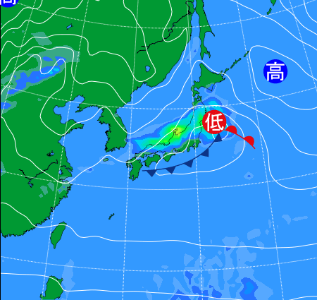2025年10月16日21時の天気図