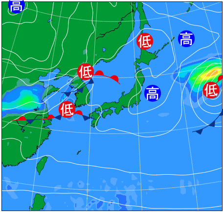 2025年10月17日21時の天気図