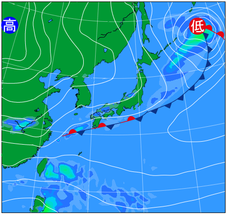 2025年10月19日9時の天気図