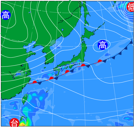2025年10月19日21時の天気図