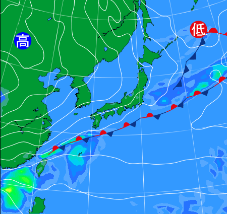 2025年10月20日21時の天気図