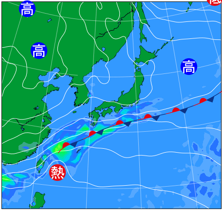 2025年10月21日21時の天気図