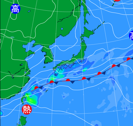 2025年10月22日21時の天気図