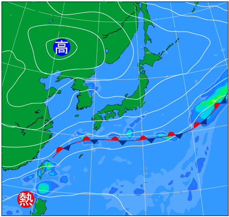 2025年10月23日21時の天気図