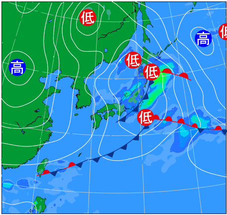2025年10月26日21時の天気図