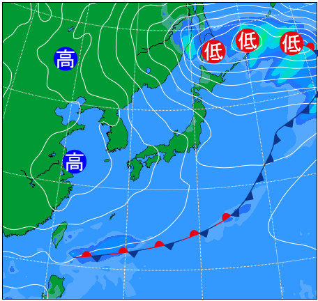 2025年10月27日21時の天気図