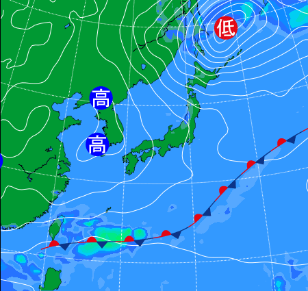2025年10月28日9時の天気図