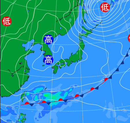 2025年10月28日21時の天気図