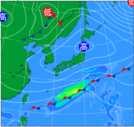 2025年10月29日21時の天気図
